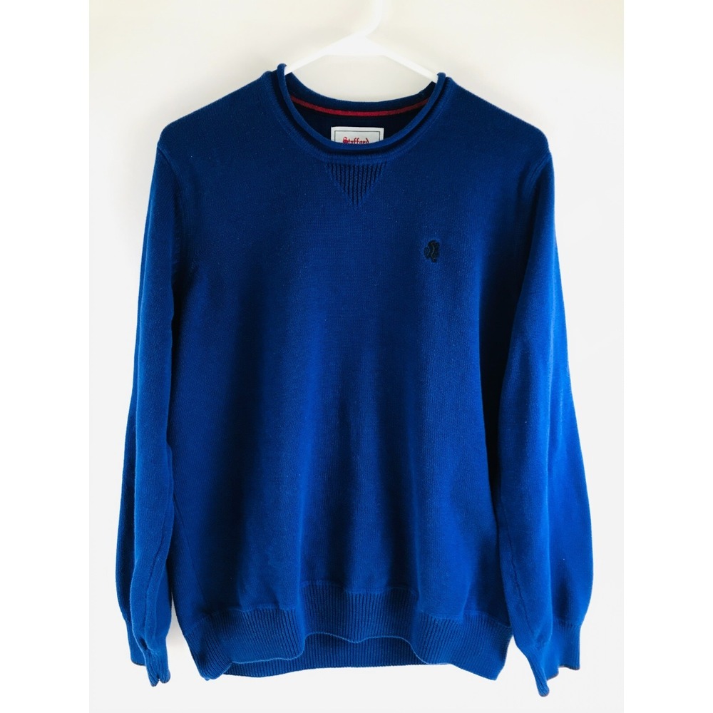 Stafford Sweater Men's Size Medium Blue Long Sleeve Pullover Crew Neck Knitted